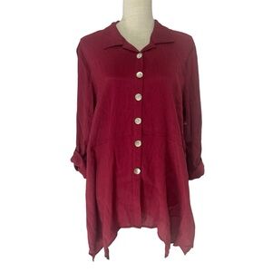 Como Vintage Button Down Woven Gauze Tunic Top